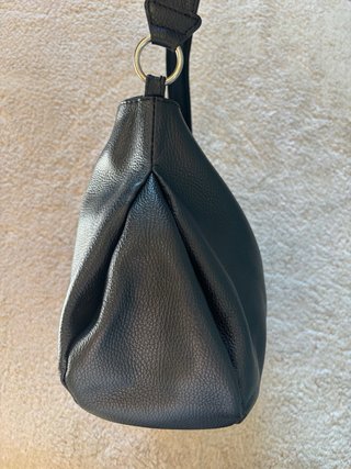 Borsa a spalla in vera pelle nera Made in Italy