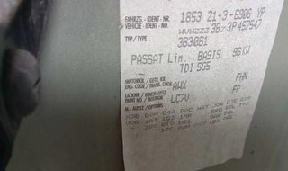 215485 paragolpes volkswagen passat berlina (3b3)