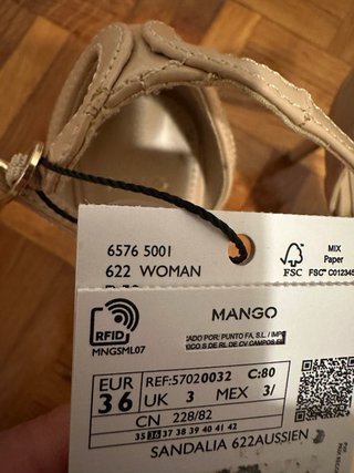 Sandalias Mango Talla 36 Beige Tacón Fino