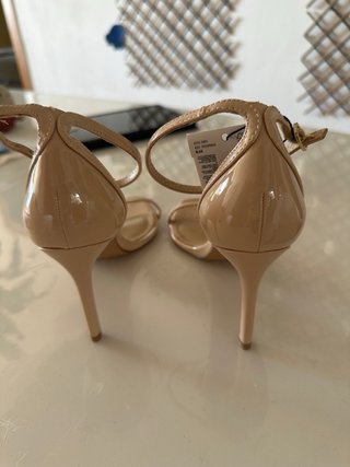 Sandalias Mango Talla 36 Beige Tacón Fino
