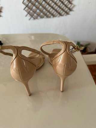 Sandalias Mango Talla 36 Beige Tacón Fino