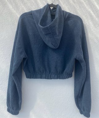 Sudadera Cropped con Capucha Azul Gris M