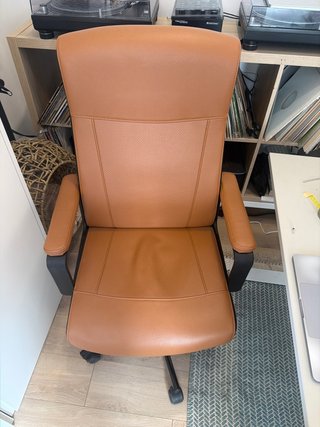 Silla de oficina piel poliéster marrón