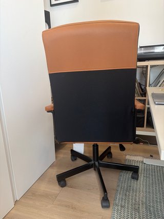 Silla de oficina piel poliéster marrón