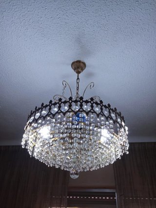 Lámpara de techo cristal circular dorada