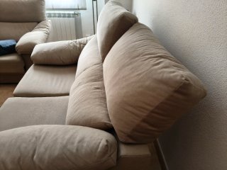 Sofá 2 plazas extensible reclinable beige