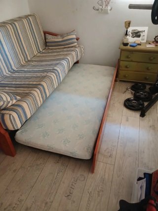 Sofá Cama Doble Tela Madera