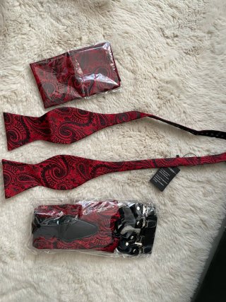 Set de Pajarita y Accesorios Rojo