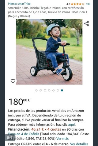 Triciclo Plegable Smartrike STR5 7 en 1