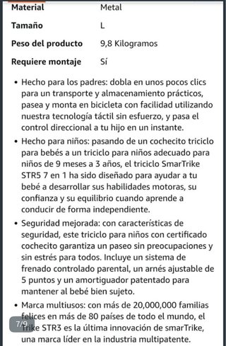Triciclo Plegable Smartrike STR5 7 en 1
