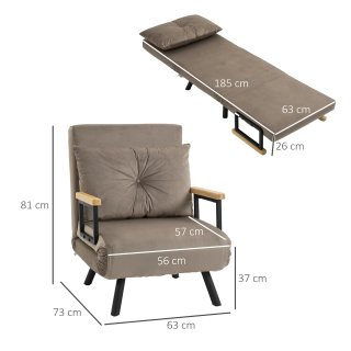 Sillón cama convertible tapizado 3 en 1 con respal