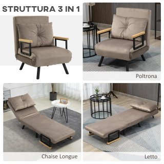 Sillón cama convertible tapizado 3 en 1 con respal