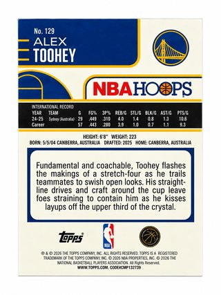 Alex Toohey NBA Hoops RC 2025