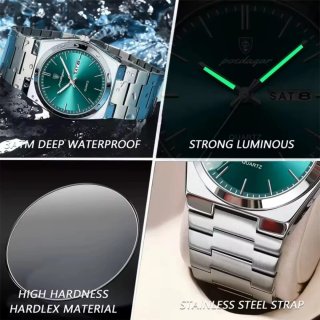Reloj Poedagar Hombre Verde y Plateado
