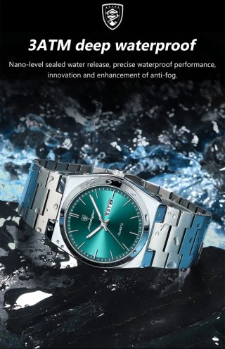 Reloj Poedagar Hombre Verde y Plateado