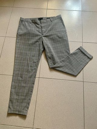 Pantalones de Vestir Cuadros Gris