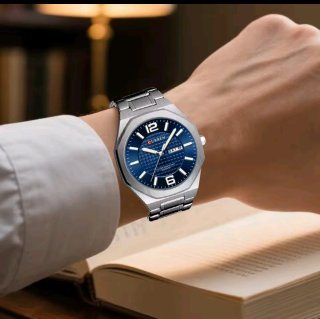 Reloj Curren para hombre plateado y azul