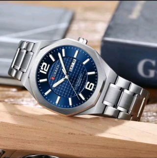 Reloj Curren para hombre plateado y azul