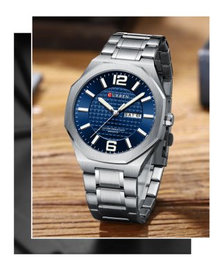 Reloj Curren para hombre plateado y azul