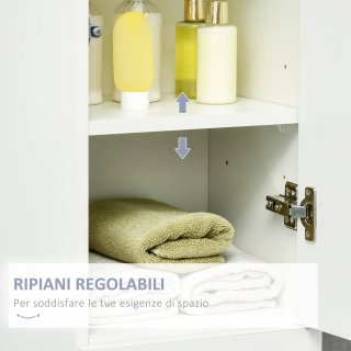 Columna de baño blanca brillante con cajón y 2 arm