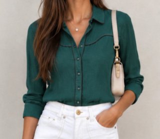 Blusa verde botella de Stradivarius