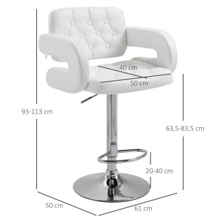 Taburete alto moderno con respaldo y reposabrazos,