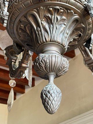 Lámpara Antigua de Bronce y Cristal
