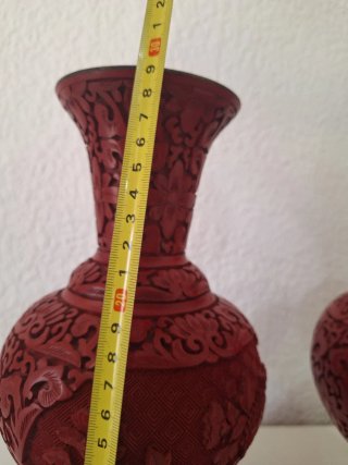 Pareja de Jarrones Chinos de laca de cinabrio