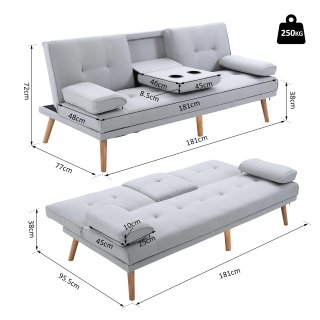Sofá cama reclinable de 3 plazas estilo escandinav