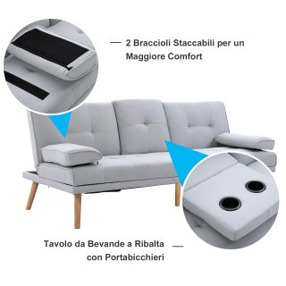 Sofá cama reclinable de 3 plazas estilo escandinav