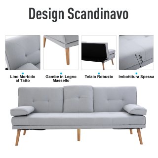 Sofá cama reclinable de 3 plazas estilo escandinav