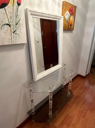 Mueble Recibidor y Espejo de Cristal