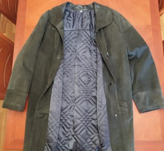 Chaqueta de piel verde oliva mujer