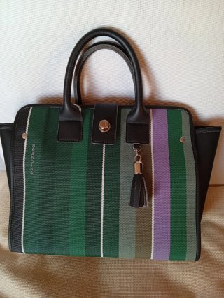 Borsa Brandina a righe verdi e viola