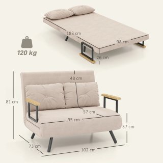 Sofá cama 3 en 1 de tela con efecto aterciopelado,