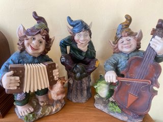 Set di 3 Figure di Gnomi Musicisti