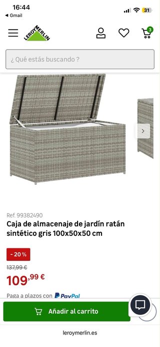 Baúl Ratan Gris Exterior Sin Estrenar