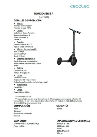 Patinete Eléctrico Cecotec Bongo