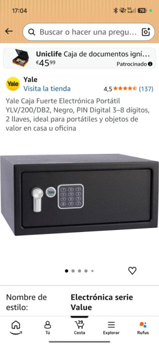 Caja Fuerte Electrónica Yale YLV/200/DB2