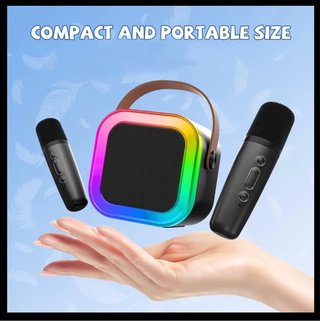 Mini Karaoke Portátil con 2 Micrófonos