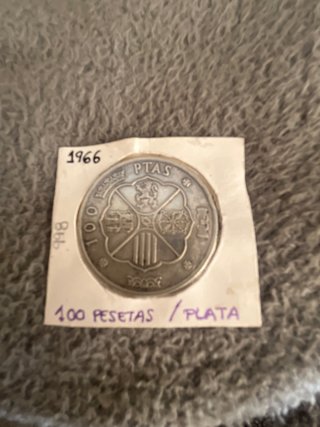 Moneda 100 Pesetas Plata 1966 estrella numero 66