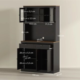 Aparador de cocina alto con 4 armarios, 2 cajones