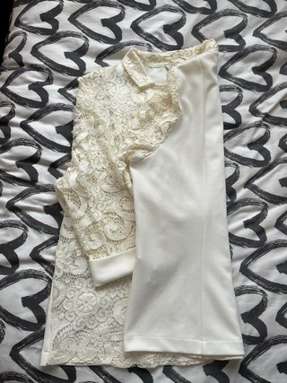 Chaqueta Punto Roma Encaje Blanco