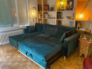 Sofá cama esquinero escandinavo Brooke verde