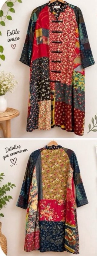 Abrigo Patchwork Estilo Oriental Talla M