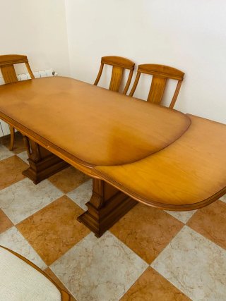 Mesa de Madera Maciza 6 Sillas 90x165 abierta 240.