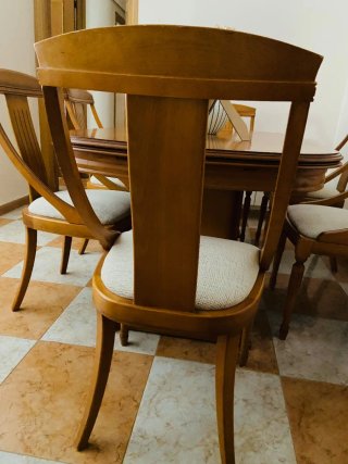 Mesa de Madera Maciza 6 Sillas 90x165 abierta 240.