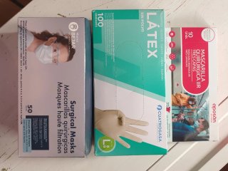Lote de Mascarillas y Guantes de Látex Talla L