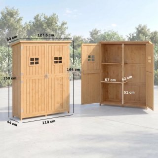 Cobertizo de jardín de madera con puertas dobles,