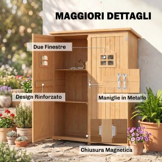 Cobertizo de jardín de madera con puertas dobles,